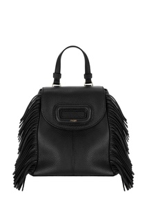 Черная кожаная сумка с бахромой Maje