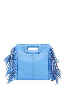 Голубая кожаная сумка с бахромой M Mini Bag Maje