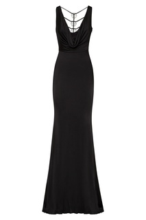 Черное платье макси с монограммами Elegant Philipp Plein