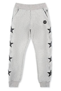 Серые брюки со звездами Philipp Plein Kids