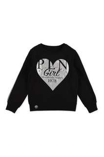 Черный свитшот с сердцем Philipp Plein Kids