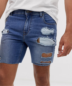 Синие супероблегающие джинсовые шорты с рваной отделкой ASOS DESIGN - Мульти