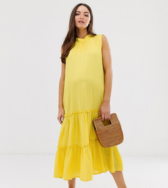 Желтое ярусное платье макси для беременных Mamalicious - Желтый Mama.Licious