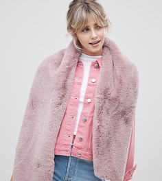 Широкий меховой шарф розового цвета Miss Selfridge - Розовый