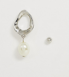 Металлические серьги-кольца с искусственным жемчугом ASOS DESIGN - Серебряный