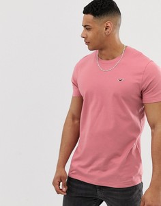 Розовая футболка с круглым вырезом и логотипом-галочкой Hollister - Розовый