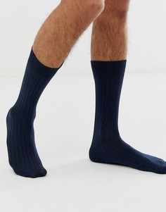Темно-синие носки в рубчик Selected Homme - Темно-синий