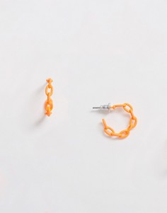 Серьги-кольца с неоновой цепочкой ASOS DESIGN - Оранжевый