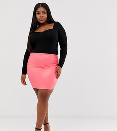 Розовая рубашка из искусственной кожи PrettyLittleThing Plus - Розовый