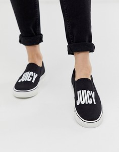 Черные кеды-слипоны с логотипом Juicy Couture - Черный