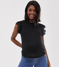 Черная футболка с вышивкой ришелье New Look Maternity - Черный