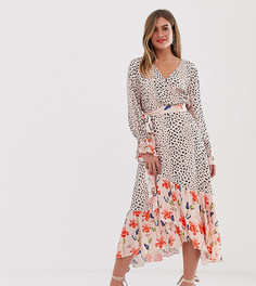 Платье миди с запахом и принтом Dark Pink - Мульти