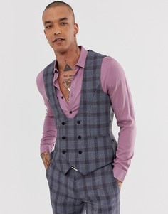 Синий супероблегающий жилет в клетку Twisted Tailor - Синий