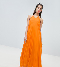 Плиссированное платье макси с открытой спиной Missguided - Оранжевый