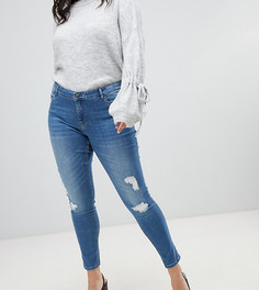 Моделирующие джинсы скинни с рваной отделкой Vero Moda Curve - Синий