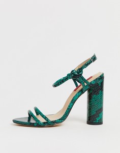 Туфли на блочном каблуке со змеиным принтом London Rebel - Зеленый
