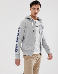 Серый свитшот на молнии с логотипом и капюшоном Superdry - Серый