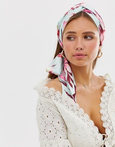 Головной платок с перекрутом и тропическим цветочным принтом ASOS DESIGN - Мульти