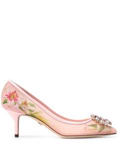 Dolce & Gabbana lily print pumps with brooch