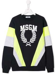 Msgm Kids свитер с логотипом и вставками