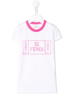 Fendi Kids футболка с контрастным логотипом
