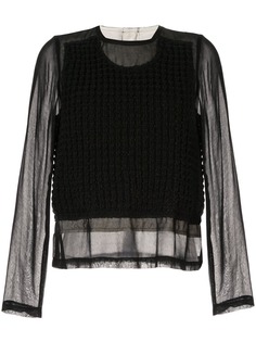 COMME DES GARÇONS PRE-OWNED полупрозрачная блузка с трикотажными вставками