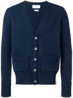 Thom Browne свободный кардиган с V-образным вырезом и полосками вязки интарсия