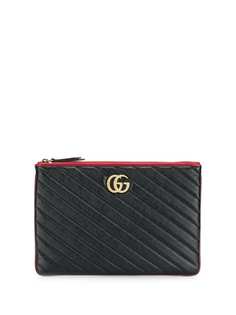 Gucci стеганый клатч с логотипом GG