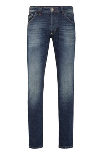 Синие джинсы с потертым эффектом Philipp Plein