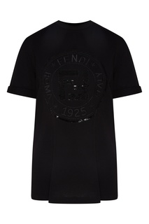 Черная футболка с бахромой Fendi