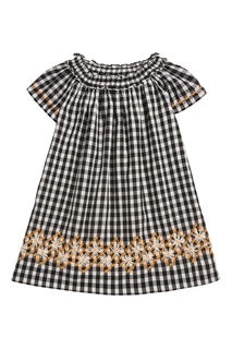 Платье в клетку с вышивкой Bonpoint