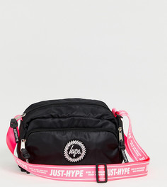 Черная сумка через плечо с розовым ремешком Hype exclusive - Черный