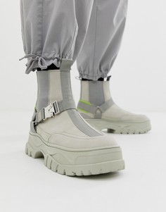 Серые ботинки челси на массивной подошве с ремешком ASOS DESIGN - Серый