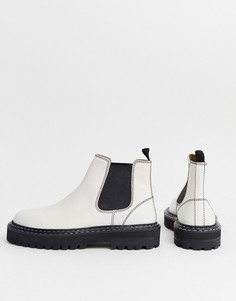 Белые ботинки челси с контрастной черной подошвой ASOS DESIGN - Белый