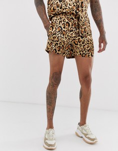 Атласные шорты с леопардовым принтом Urban Threads - Золотой