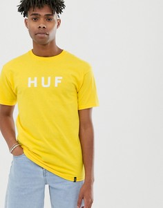 Желтая футболка с логотипом HUF Essentials OG - Желтый