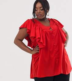 Топ с пуговицами и оборками AX Paris Plus - Красный