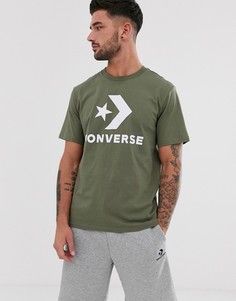 Футболка хаки с крупным логотипом Converse - Зеленый