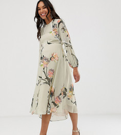 Платье миди с цветочным принтом и длинными рукавами Hope & Ivy Maternity - Мульти