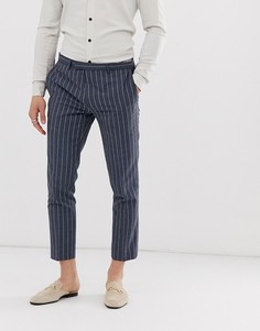 Синие укороченные зауженные брюки в полоску Twisted Tailor - Синий