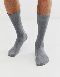 Серые носки в рубчик Selected Homme - Серый