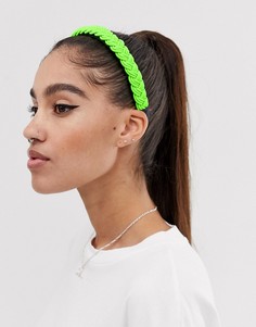 Зеленый обруч для волос с плетеной отделкой ASOS DESIGN - Зеленый