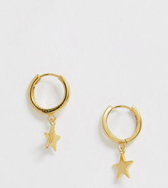 Позолоченные серьги-кольца с подвесками-звездами Orelia - Золотой