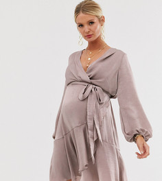 Атласное платье мини с запахом Flounce London Maternity - Фиолетовый