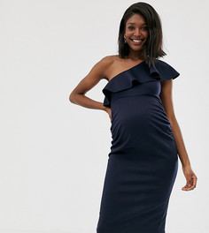 Облегающее платье на одно плечо с оборкой True Violet Maternity - Темно-синий
