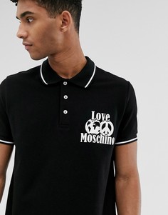 Черное поло с логотипом Love Moschino - Черный