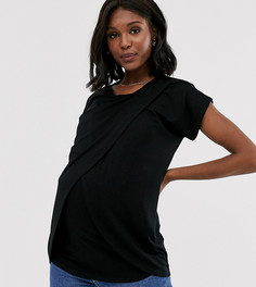 Черная двухслойная футболка для кормления с запахом ASOS DESIGN Maternity - Черный