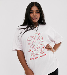 Oversize-футболка с принтом в виде барашка New Girl Order Curve - Розовый