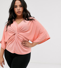 Эксклюзивная розовая блузка с перекрученной отделкой спереди Missguided Plus - Мульти