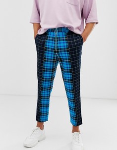 Синие зауженные брюки в клетку ASOS DESIGN - Синий
